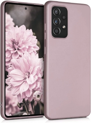 Samsung Galaxy A52 Kılıf İnce Soft Mat Renkli Esnek Silikon Kapak - Rose Gold