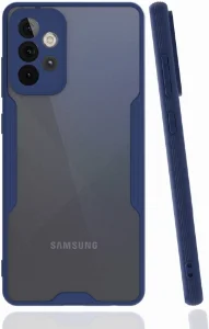 Samsung Galaxy A52 Kılıf Kamera Lens Korumalı Arkası Şeffaf Silikon Kapak - Lacivert