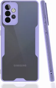 Samsung Galaxy A52 Kılıf Renkli Silikon Kamera Lens Korumalı Şeffaf Parfe Kapak - Lila