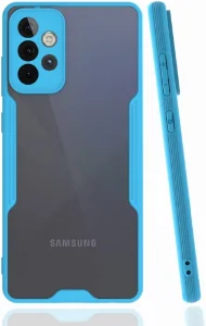 Samsung Galaxy A52 Kılıf Renkli Silikon Kamera Lens Korumalı Şeffaf Parfe Kapak - Mavi