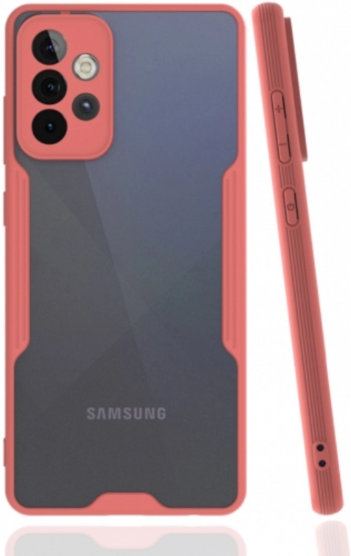 Samsung Galaxy A52 Kılıf Renkli Silikon Kamera Lens Korumalı Şeffaf Parfe Kapak - Pembe