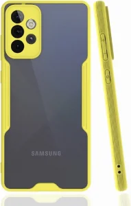 Samsung Galaxy A52 Kılıf Renkli Silikon Kamera Lens Korumalı Şeffaf Parfe Kapak - Sarı