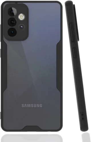 Samsung Galaxy A52 Kılıf Kamera Lens Korumalı Arkası Şeffaf Silikon Kapak - Siyah