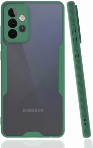 Samsung Galaxy A52 Kılıf Kamera Lens Korumalı Arkası Şeffaf Silikon Kapak - Yeşil