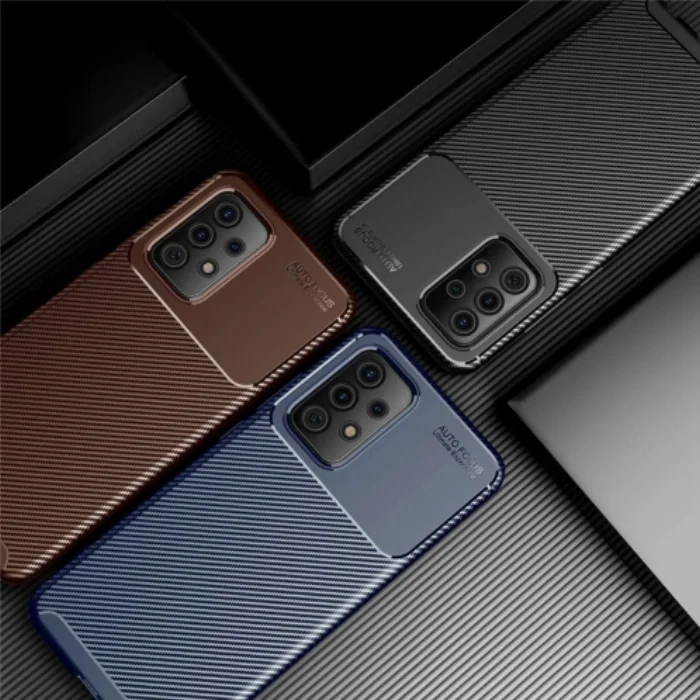 Samsung Galaxy A52 Kılıf Karbon Serisi Mat Fiber Silikon Negro Kapak - Siyah