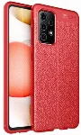 Samsung Galaxy A52 Kılıf Deri Görünümlü Parmak İzi Bırakmaz Niss Silikon - Kırmızı