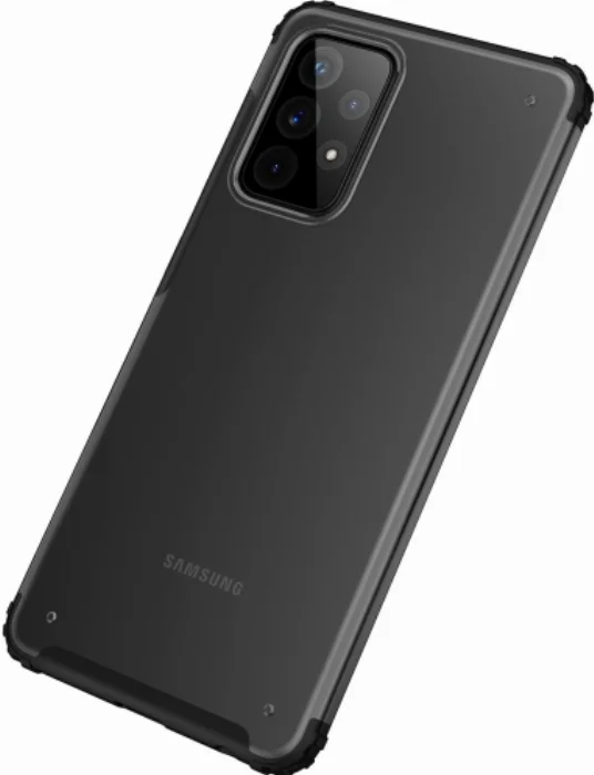 Samsung Galaxy A52 Kılıf Volks Serisi Kenarları Silikon Arkası Şeffaf Sert Kapak - Siyah
