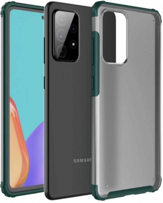 Samsung Galaxy A52 Kılıf Volks Serisi Kenarları Silikon Arkası Şeffaf Sert Kapak - Yeşil