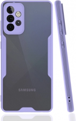 Samsung Galaxy A52s Kılıf Renkli Silikon Kamera Lens Korumalı Şeffaf Parfe Kapak - Lila