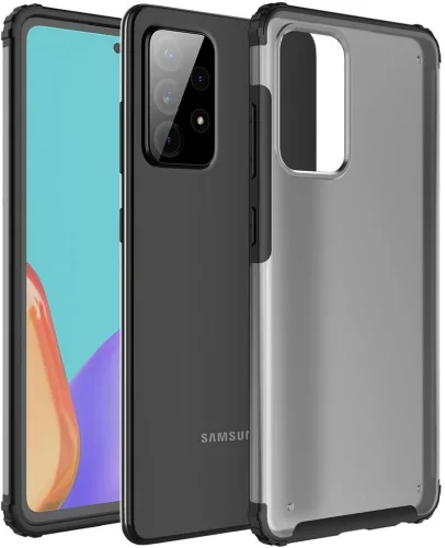 Samsung Galaxy A52s Kılıf Volks Serisi Kenarları Silikon Arkası Şeffaf Sert Kapak - Siyah