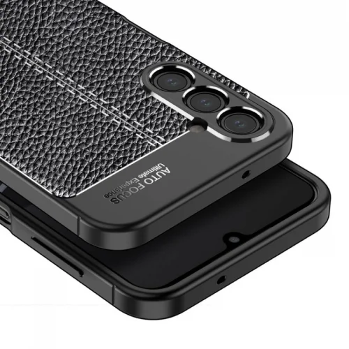 Samsung Galaxy A54 Kılıf Deri Görünümlü Lüks Parmak İzi Bırakmaz Niss Silikon Kapak - Lacivert