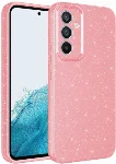 Samsung Galaxy A55 Kılıf Kamera Korumalı Simli Parlak Lüks Silikon Koton Kapak - Pembe