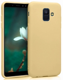 Samsung Galaxy A6 2018 Kılıf İnce Soft Mat Renkli Esnek Silikon Kapak - Gold