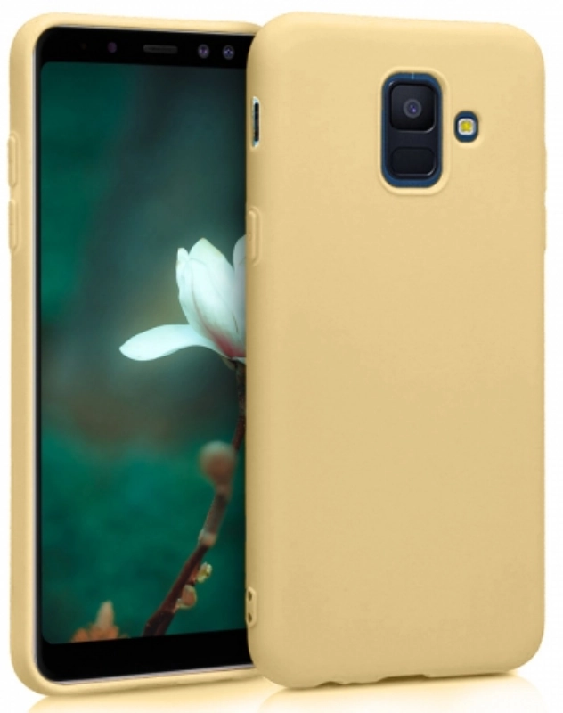 Samsung Galaxy A6 2018 Kılıf İnce Soft Mat Renkli Esnek Silikon Kapak - Gold