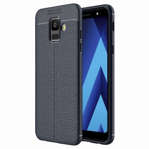 Samsung Galaxy A6 2018 Kılıf Deri Görünümlü Lüks Parmak İzi Bırakmaz Niss Silikon Kapak - Lacivert