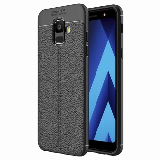 Samsung Galaxy A6 2018 Kılıf Deri Görünümlü Lüks Parmak İzi Bırakmaz Niss Silikon Kapak - Siyah