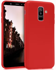 Samsung Galaxy A6 Plus 2018 Kılıf İnce Mat Esnek Silikon - Kırmızı