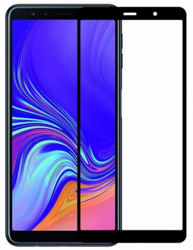 Samsung Galaxy A7 2018 5D Tam Kapatan Kenarları Kırılmaya Dayanıklı Cam Ekran Koruyucu - Siyah