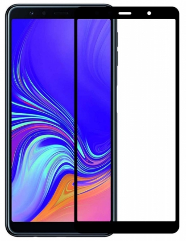 Samsung Galaxy A7 2018 5D Tam Kapatan Kenarları Kırılmaya Dayanıklı Cam Ekran Koruyucu - Siyah