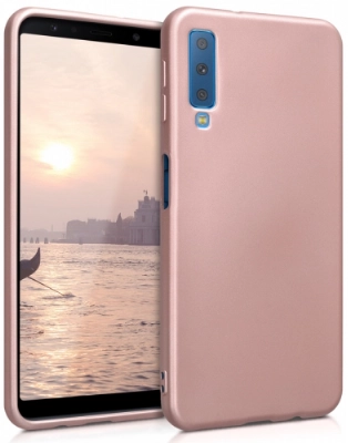 Samsung Galaxy A7 2018 Kılıf İnce Soft Mat Renkli Esnek Silikon Kapak - Rose Gold