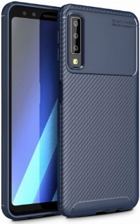 Samsung Galaxy A7 2018 Kılıf Silikon Parmak İzi Bırakmayan Karbon Soft Negro Kapak - Lacivert