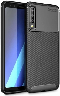 Samsung Galaxy A7 2018 Kılıf Silikon Parmak İzi Bırakmayan Karbon Soft Negro Kapak - Siyah