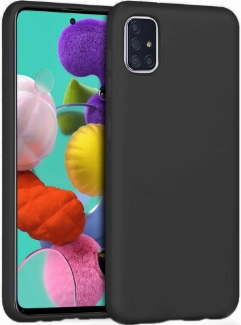 Samsung Galaxy A71 Kılıf İnce Soft Mat Renkli Esnek Silikon Kapak - Siyah