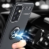 Samsung Galaxy A72 Kılıf Renkli Silikon Yüzüklü Standlı Auto Focus Ravel Kapak - Kırmızı - Siyah