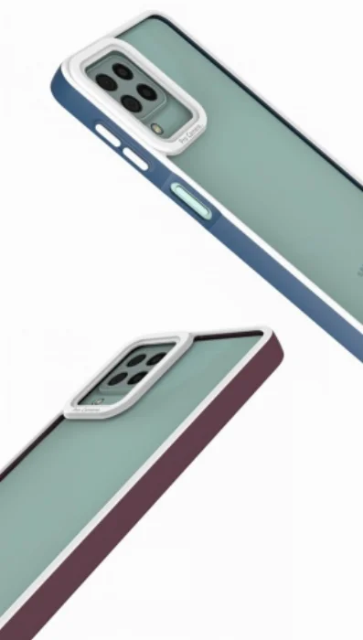 Samsung Galaxy A72 Kılıf Şeffaf Mat Arka Yüzey Silikon Mima Kapak - Lacivert