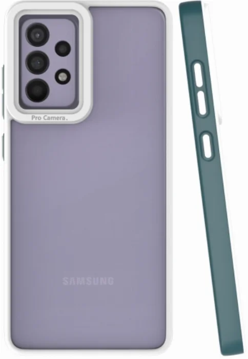Samsung Galaxy A72 Kılıf Şeffaf Mat Arka Yüzey Silikon Mima Kapak - Yeşil