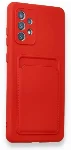 Samsung Galaxy A72 Kılıf Silikon Kartlıklı Mat Esnek Kapak - Kırmızı