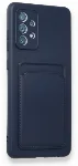 Samsung Galaxy A72 Kılıf Silikon Kartlıklı Mat Esnek Kapak - Lacivert