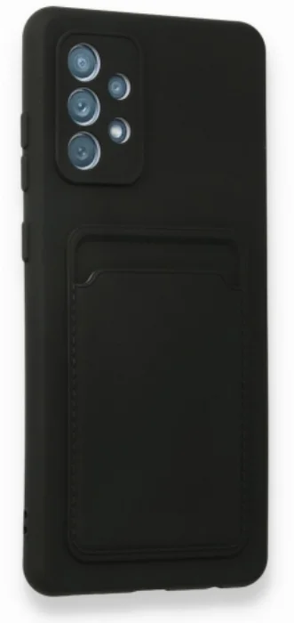 Samsung Galaxy A72 Kılıf Silikon Kartlıklı Mat Esnek Kapak - Siyah