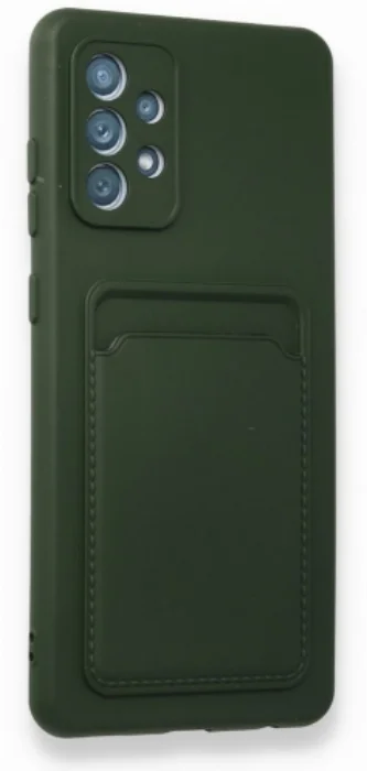 Samsung Galaxy A72 Kılıf Silikon Kartlıklı Mat Esnek Kapak - Yeşil