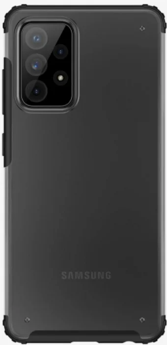 Samsung Galaxy A72 Kılıf Volks Serisi Kenarları Silikon Arkası Şeffaf Sert Kapak - Siyah