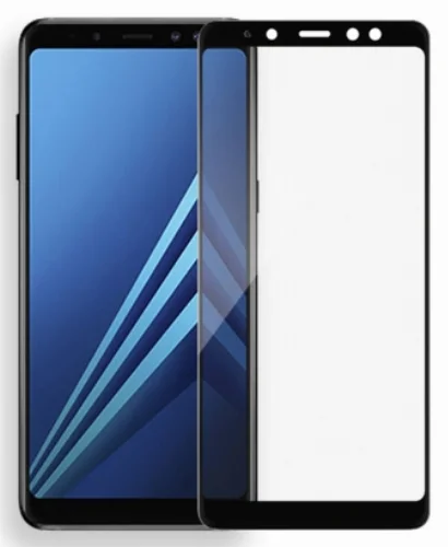 Samsung Galaxy A8 2018 5D Tam Kapatan Kenarları Kırılmaya Dayanıklı Cam Ekran Koruyucu - Siyah