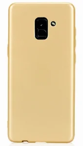 Samsung Galaxy A8 2018 Kılıf İnce Mat Esnek Silikon - Gold