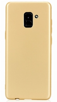 Samsung Galaxy A8 2018 Kılıf İnce Soft Mat Renkli Esnek Silikon Kapak - Gold