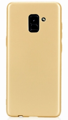 Samsung Galaxy A8 2018 Kılıf İnce Soft Mat Renkli Esnek Silikon Kapak - Gold