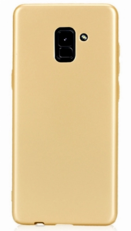 Samsung Galaxy A8 2018 Kılıf İnce Soft Mat Renkli Esnek Silikon Kapak - Gold