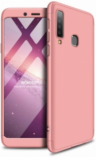 Samsung Galaxy A9 2018 Kılıf 3 Parçalı 360 Tam Korumalı Rubber AYS Kapak  - Rose Gold