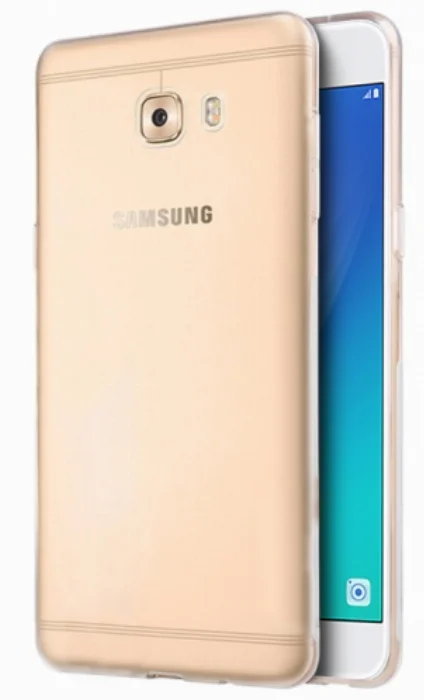 Samsung Galaxy C7 Pro Kılıf Ultra İnce Kaliteli Esnek Silikon 0.2mm - Şeffaf
