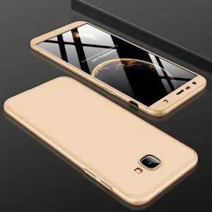 Samsung Galaxy J4 Plus 2018 Kılıf 3 Parçalı 360 Tam Korumalı Rubber AYS Kapak  - Gold
