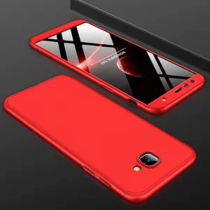 Samsung Galaxy J4 Plus 2018 Kılıf 3 Parçalı 360 Tam Korumalı Rubber AYS Kapak  - Kırmızı