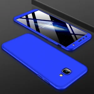 Samsung Galaxy J4 Plus 2018 Kılıf 3 Parçalı 360 Tam Korumalı Rubber AYS Kapak  - Mavi