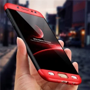 Samsung Galaxy J5 Pro Kılıf 3 Parçalı 360 Tam Korumalı Rubber AYS Kapak  - Kırmızı - Siyah