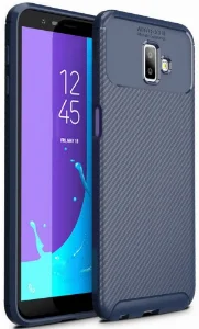 Samsung Galaxy J6 Plus 2018 Kılıf Karbon Serisi Mat Fiber Silikon Negro Kapak - Lacivert