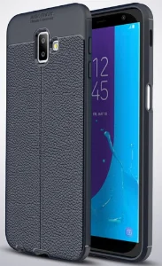 Samsung Galaxy J6 Plus 2018 Kılıf Deri Görünümlü Parmak İzi Bırakmaz Niss Silikon - Lacivert