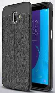 Samsung Galaxy J6 Plus 2018 Kılıf Deri Görünümlü Parmak İzi Bırakmaz Niss Silikon - Siyah