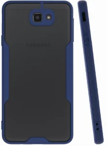 Samsung Galaxy J7 Prime Kılıf Kamera Lens Korumalı Arkası Şeffaf Silikon Kapak - Lacivert